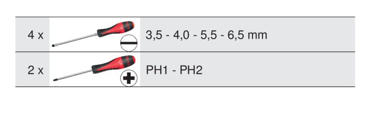 JEU DE 6 TOURNEVIS PLATS ET CRUCIFORMES - 2
